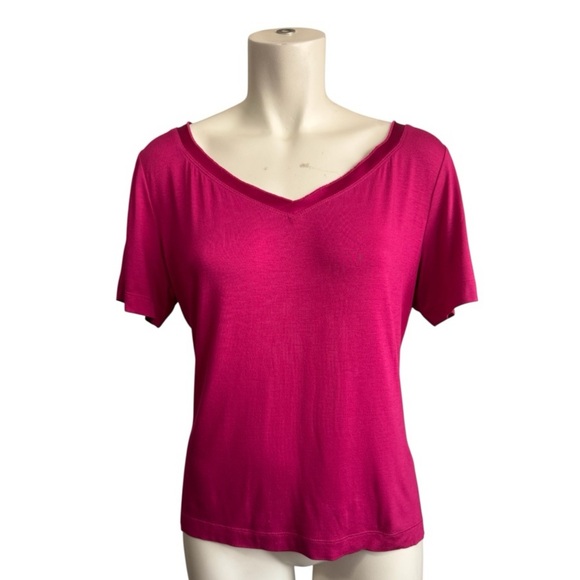 ST JOHN Fuchsia Athletic Jacket + T-shirt Set Satin Contrast Women's Medium - Picture 5 of 16